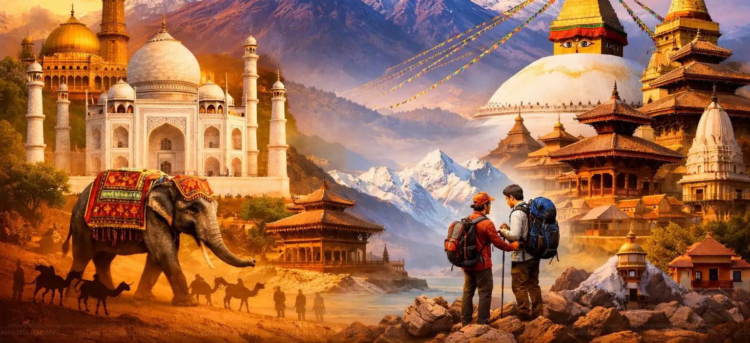 Golden triangle with nepal banner