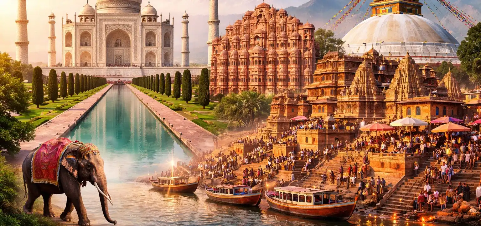 Golden Triangle with Varanasi and Nepal Tour banner